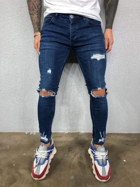 Cool Skinny Ripped Stretch Slim Elastic Denim Pants