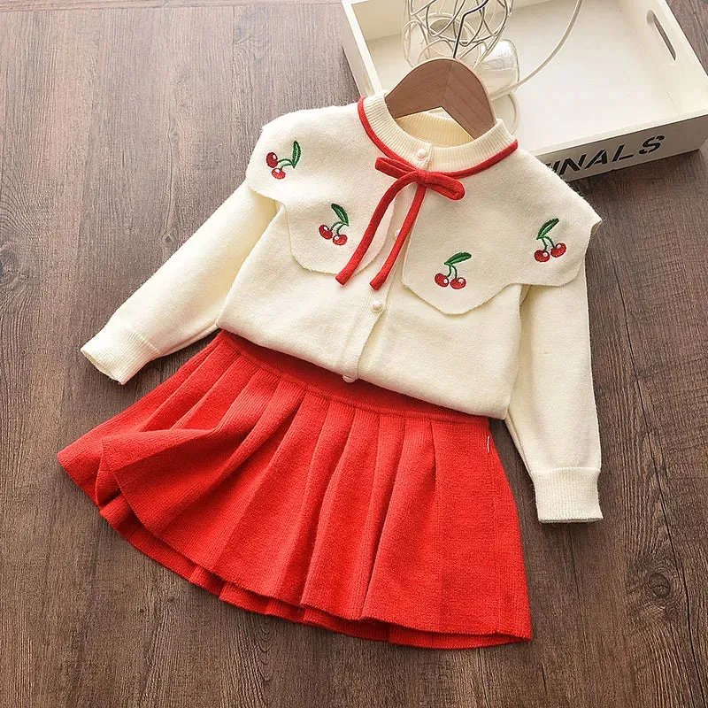 Girls Winter Clothes Set Autumn Plaid Sweater
