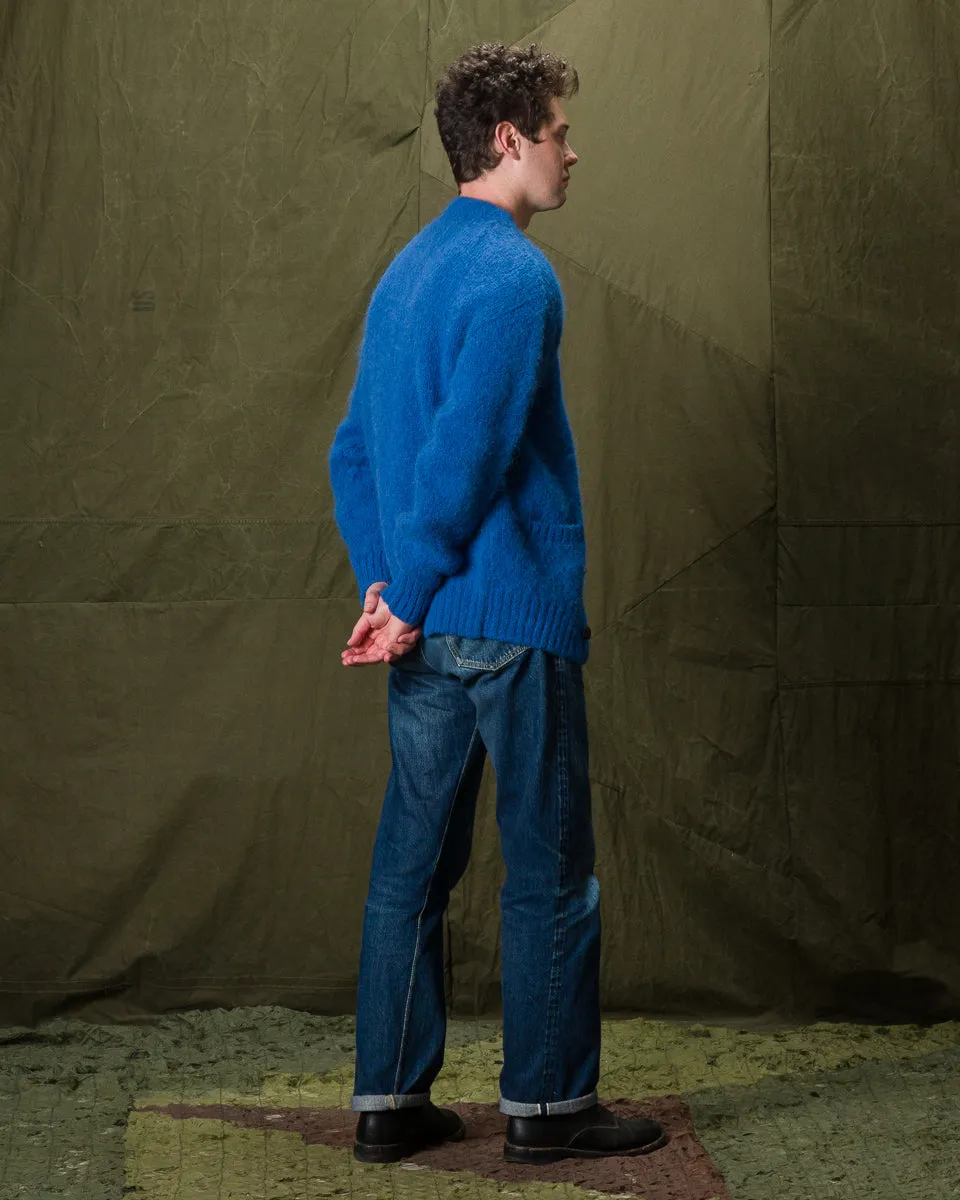Shaggy Alpaguan Cardigan - Blue